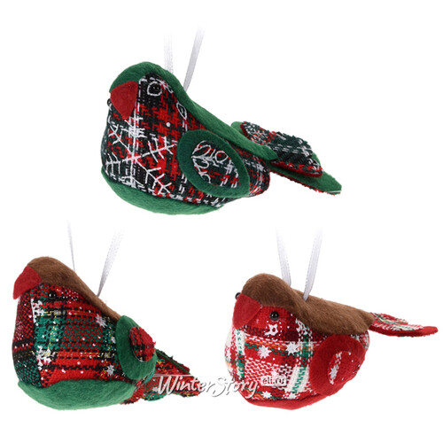 Елочное украшение Рождественская Птичка 12 см красная с коричневым, подвеска Koopman