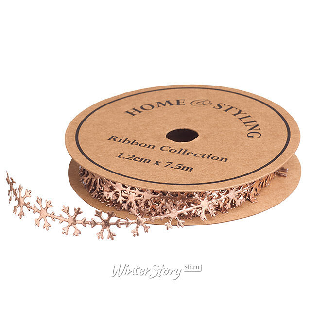 Декоративная фигурная лента Etincelant - Снежинки 7.5 м, бронзовая Koopman