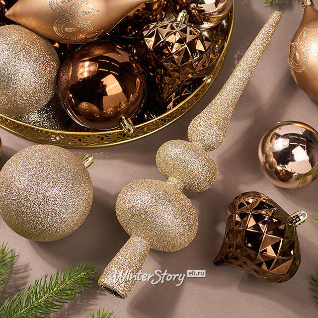 Набор пластиковых шаров с верхушкой Сен-Дени - Шоколадный Твист, 18 шт Koopman