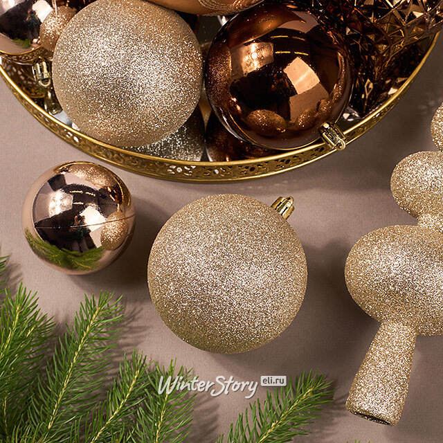 Набор пластиковых шаров с верхушкой Сен-Дени - Шоколадный Твист, 18 шт Koopman