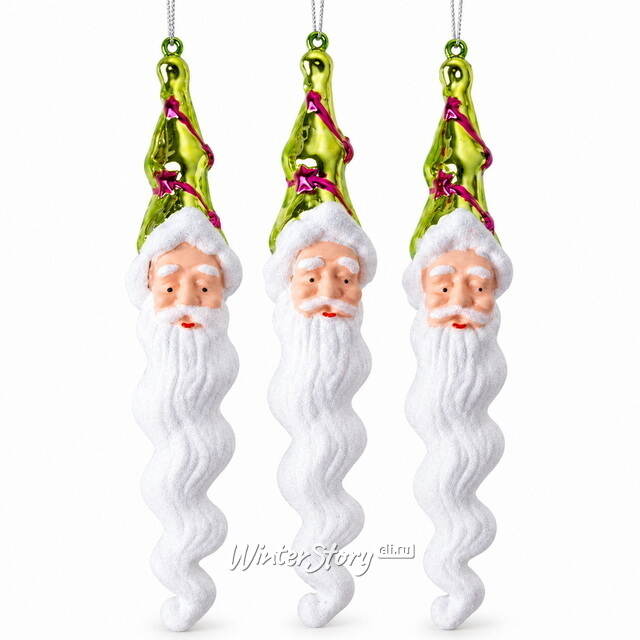 Елочные игрушки Сосульки - Санта Клаус 22 см, зеленые, 3 шт Koopman (Купман)