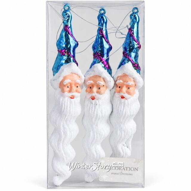 Елочные игрушки Сосульки - Санта Клаус 22 см, голубой, 3 шт Koopman (Купман)