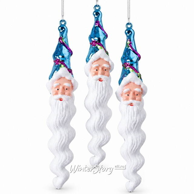 Елочные игрушки Сосульки - Санта Клаус 22 см, голубой, 3 шт Koopman (Купман)