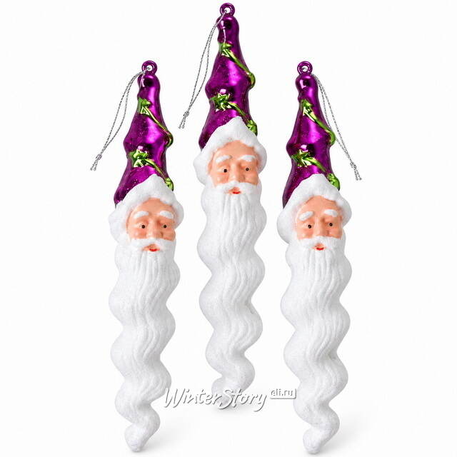 Елочные игрушки Сосульки - Санта Клаус 22 см, фиолетовый, 3 шт Koopman (Купман)