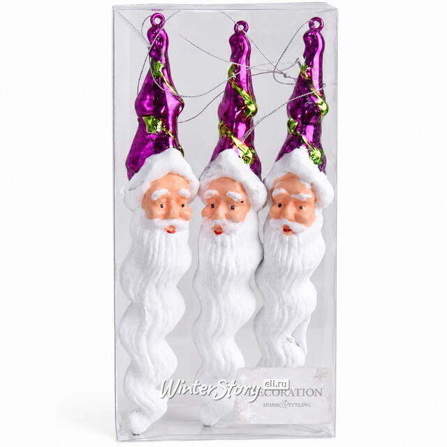 Елочные игрушки Сосульки - Санта Клаус 22 см, фиолетовый, 3 шт Koopman (Купман)