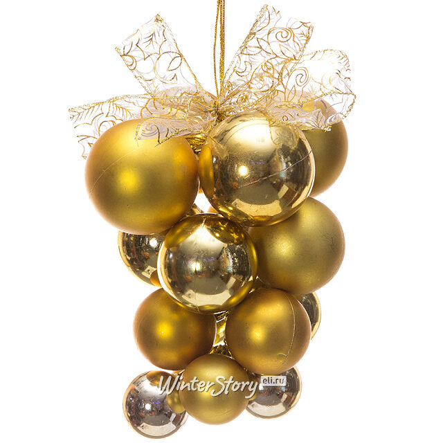 Гроздь из пластиковых шаров 30 см золотая Snowhouse