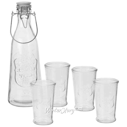 Набор для воды Максвелл: бутылка + 4 стакана, стекло Koopman