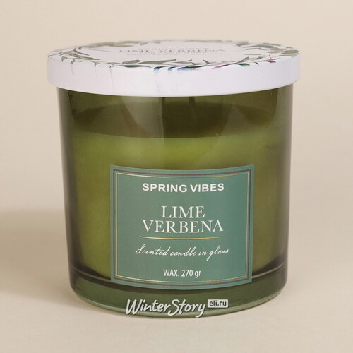 Ароматическая свеча Melania - Lime Verbean 10 см, в стеклянном стакане Koopman