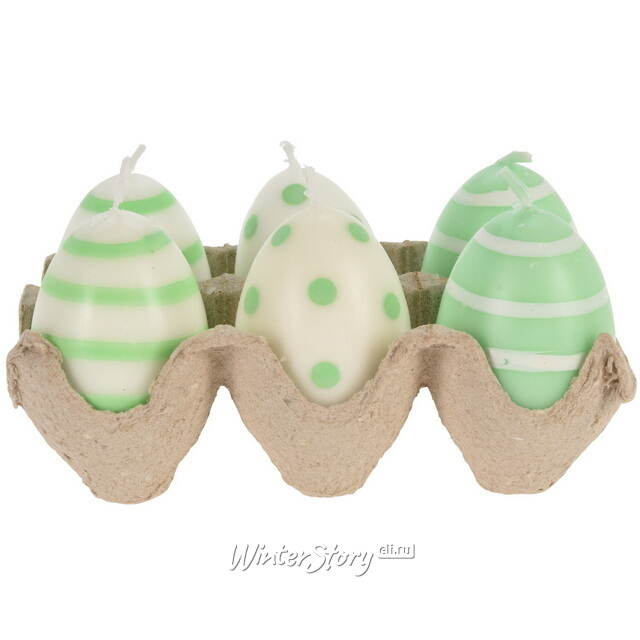 Пасхальные свечи Яйца: Bright Easter 6 см зеленые, 6 шт Koopman
