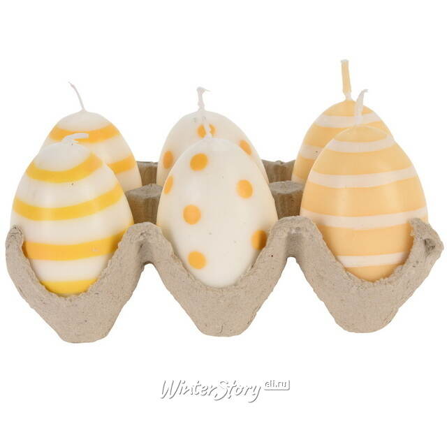 Пасхальные свечи Яйца: Bright Easter 6 см желтые, 6 шт Koopman