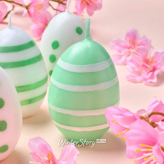 Пасхальные свечи Яйца: Bright Easter 6 см зеленые, 6 шт Koopman