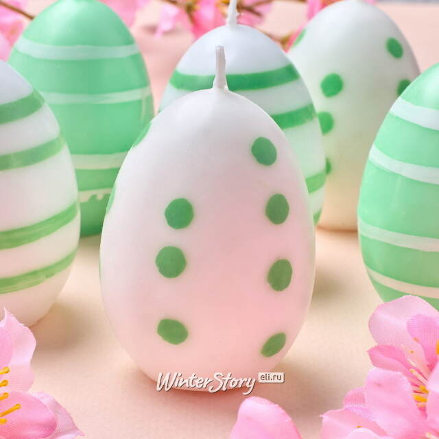 Пасхальные свечи Яйца: Bright Easter 6 см зеленые, 6 шт Koopman