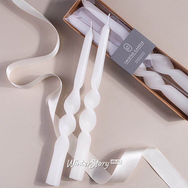 Свечи витые De Mala 23 см, 2 шт, белые Koopman