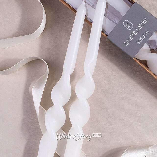 Свечи витые De Mala 23 см, 2 шт, белые Koopman