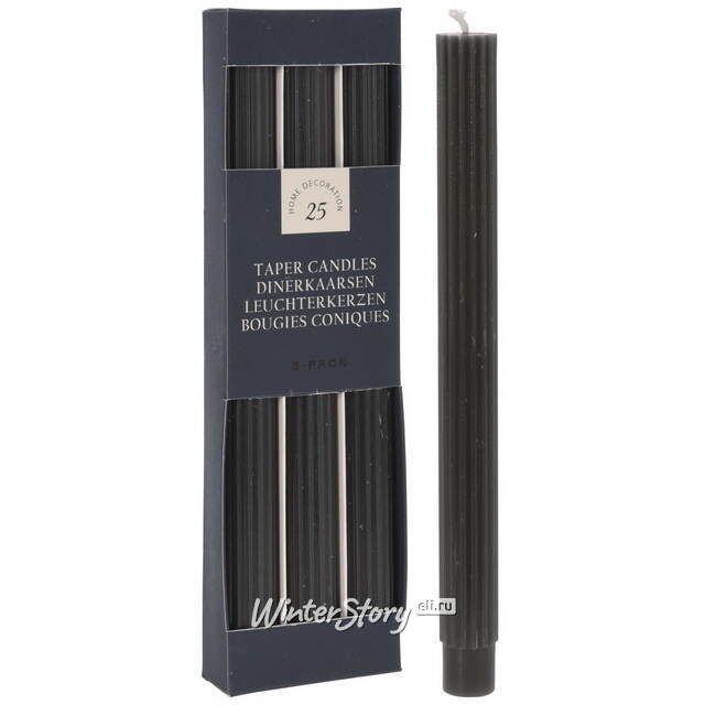 Высокие свечи Жоффруа 25 см, 3 шт, темно-серые Koopman