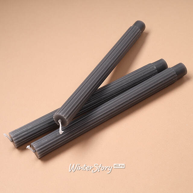 Высокие свечи Жоффруа 25 см, 3 шт, темно-серые Koopman