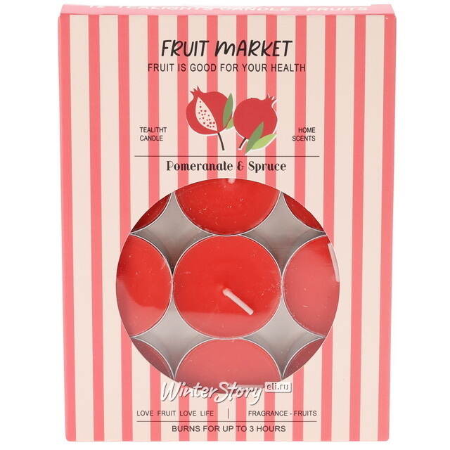 Набор ароматических чайных свечей Rotes - Гранат 4 см, 12 шт Koopman