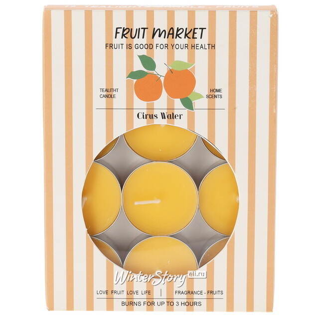 Набор ароматических чайных свечей Rotes - Цитрус 4 см, 12 шт Koopman