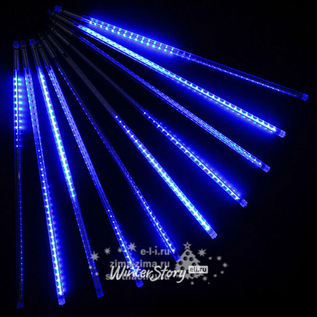 Светодиодная гирлянда Тающие Сосульки 10*0.5 м, 720 синих LED ламп, черный ПВХ, 10 м, 12V, IP44 BEAUTY LED