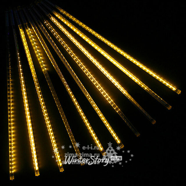 Светодиодная гирлянда Тающие Сосульки 5*0.3 м, 210 теплых белых LED ламп, черный провод, 5 м, IP44 BEAUTY LED