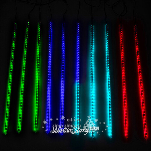 Светодиодная гирлянда Тающие Сосульки 10*0.8 м, 780 RGB LED ламп, черный ПВХ, 10 м, 12V, IP65 BEAUTY LED