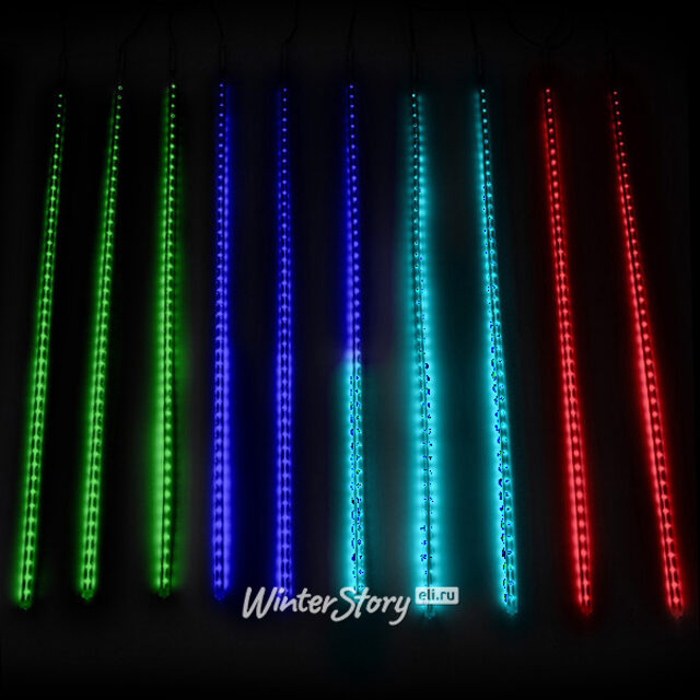 Светодиодная гирлянда Тающие Сосульки 10*0.8 м, 840 RGB LED ламп, черный ПВХ, 10 м, IP44 BEAUTY LED