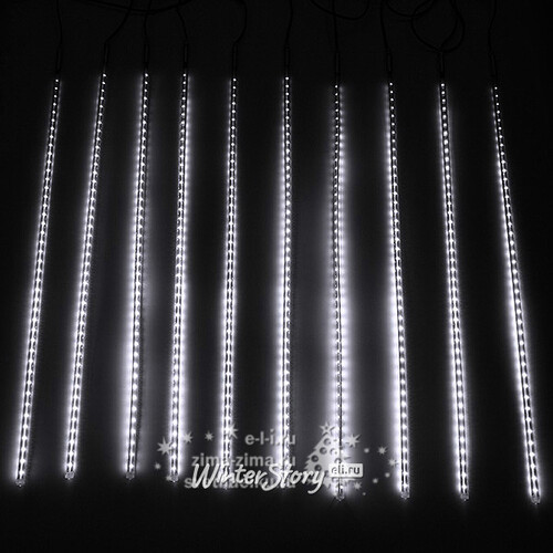 Светодиодная гирлянда Тающие Сосульки 5*0.3 м, 210 холодных белых LED ламп, черный провод, 5 м, IP44 BEAUTY LED