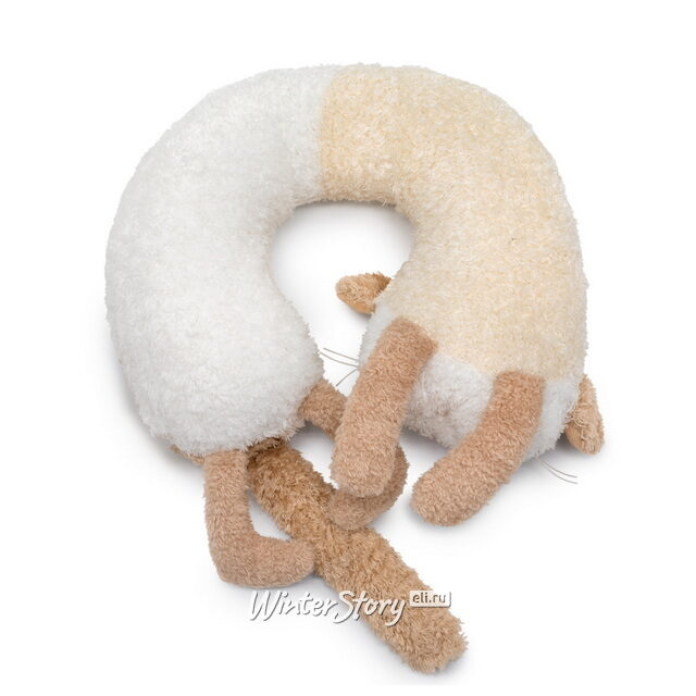 Дорожная подушка Кот Латте Макиато 31 см с маской для сна, Кофейные Коты Budi Basa