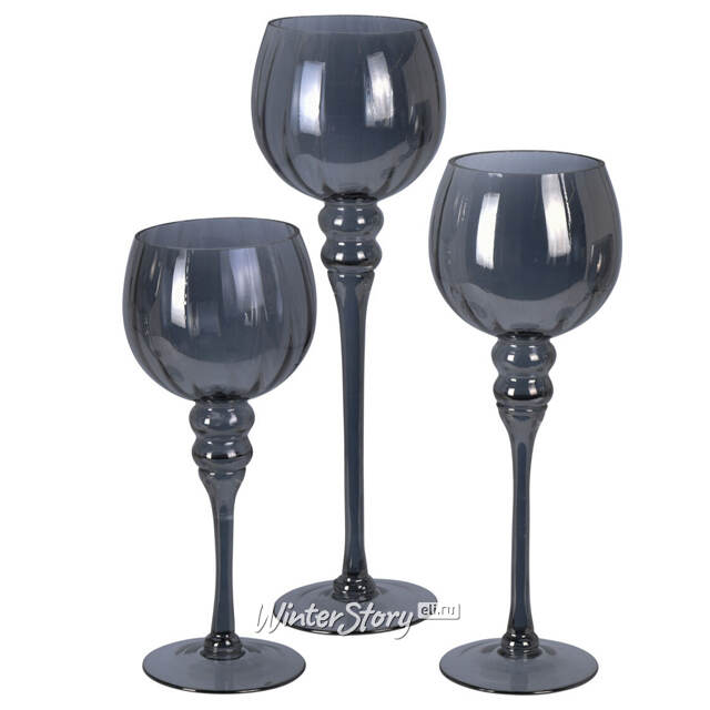 Набор стеклянных подсвечников-бокалов Salvador 35 см, 3 шт Koopman