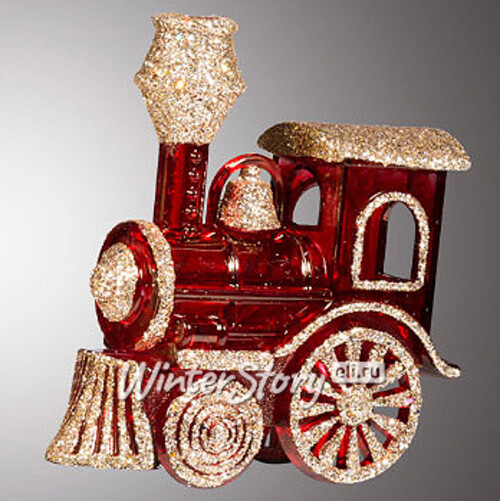 Елочная игрушка Волшебный Паровозик 9 см красно-золотой, подвеска Holiday Classics
