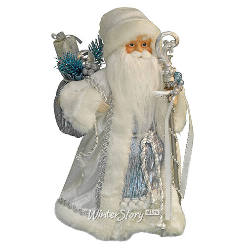 Дед Мороз бело-серебряный 30 см Holiday Classics