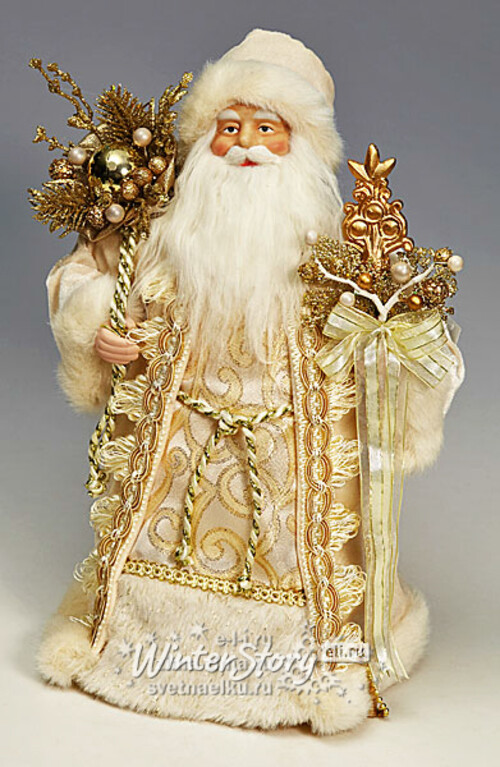 Дед Мороз бело-золотой, 43см