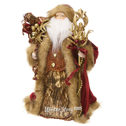 Дед Мороз в красно-золотой шубе с мешком 27 см Holiday Classics