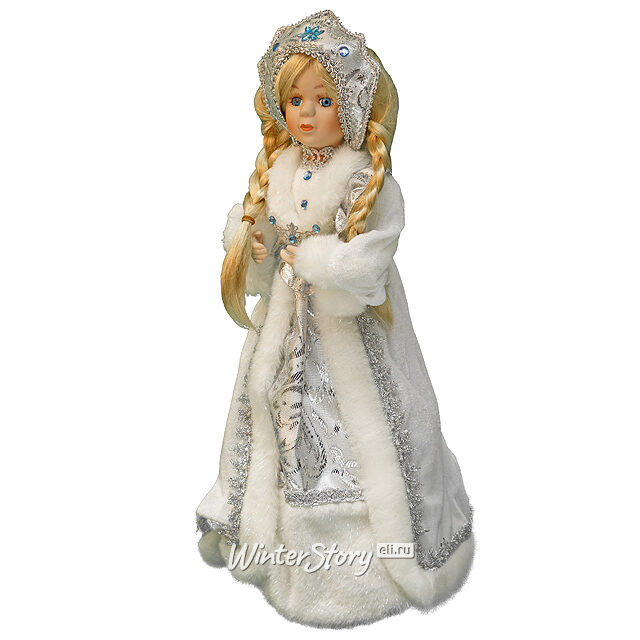 Снегурочка бело-серебряная, 50 см Holiday Classics