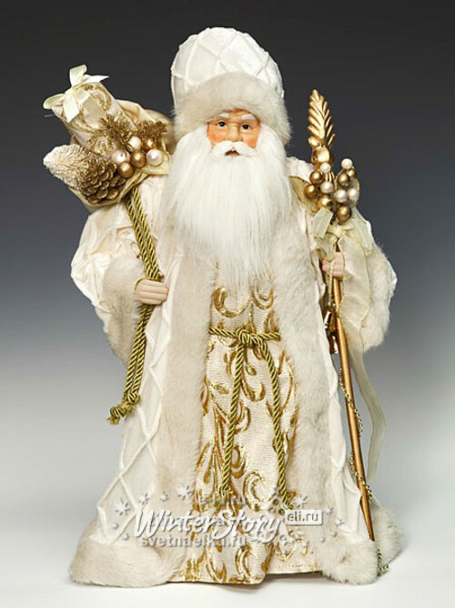 Дед Мороз кремово-золотой с подарками и елочкой, 46 см Holiday Classics