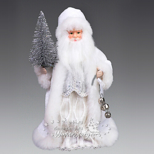 Дед Мороз в бело-серебряной шубе с серебряной елочкой, 20 см Holiday Classics