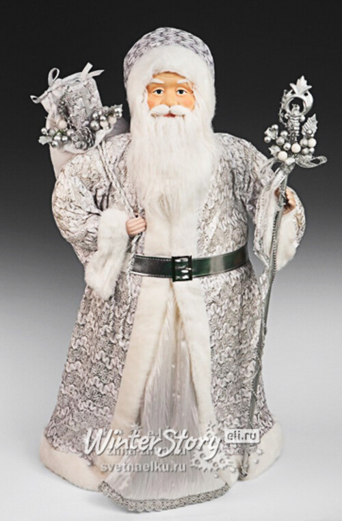 Дед Мороз в бело-серебряной шубе, 82 см Holiday Classics