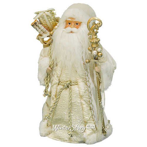 Дед Мороз в белой шубе с золотым узором, 30 см Holiday Classics