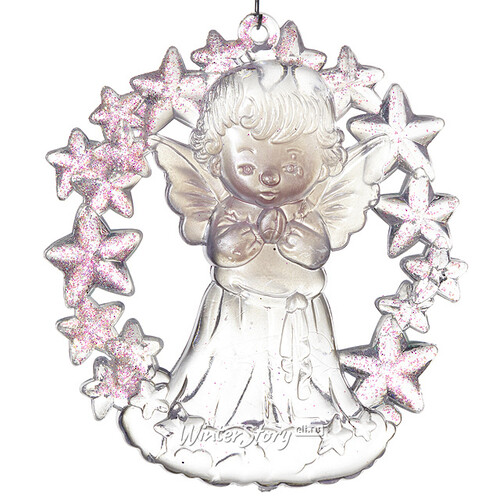 Елочная игрушка Небесный Ангелочек в Звездах 8*7 см жемчужно-розовый, подвеска Holiday Classics
