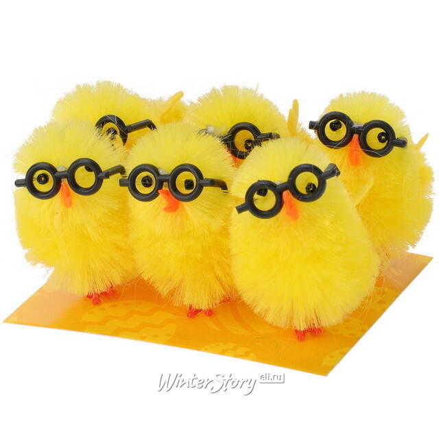 Набор декоративных фигурок Цыплята в очках 5 см, 6 штук Koopman