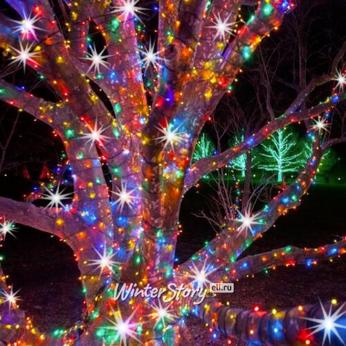 Гирлянды на дерево Клип Лайт Quality Light 30 м, 300 разноцветных LED ламп, с мерцанием, прозрачный ПВХ, IP44 BEAUTY LED