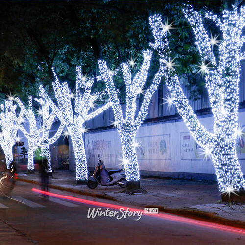 Гирлянды на дерево Клип Лайт Quality Light 30 м, 300 холодных белых LED ламп, с мерцанием, прозрачный ПВХ, IP44 BEAUTY LED
