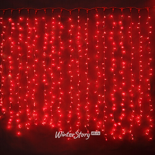 Световой дождь 2.5*1.5 м, 625 красных микроламп, прозрачный ПВХ, соединяемый, IP20 Snowhouse
