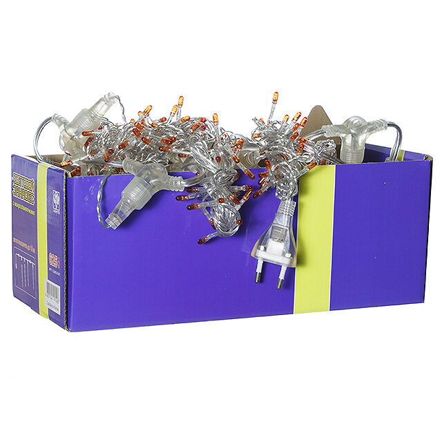 Световой дождь 2.5*1.5 м, 625 желтых микроламп, прозрачный ПВХ, соединяемый, IP20 Snowhouse