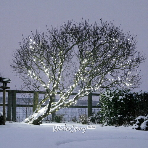 Гирлянды на дерево Клип Лайт Quality Light 100 м, 1000 холодных белых LED ламп, черный ПВХ, IP44 BEAUTY LED