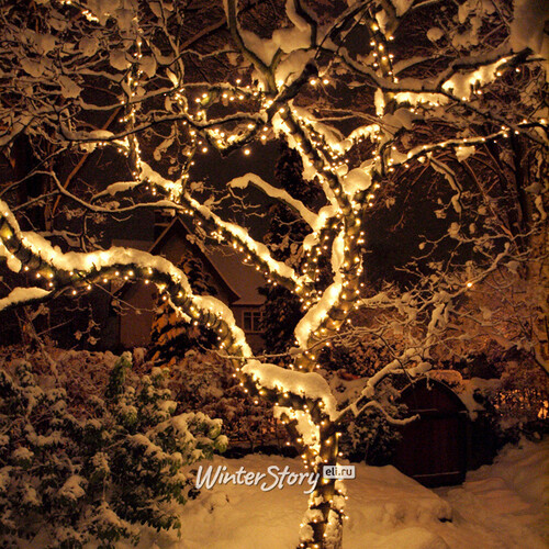 Гирлянды на дерево Клип Лайт Quality Light 60 м, 600 теплых белых LED ламп, прозрачный ПВХ, IP44 BEAUTY LED