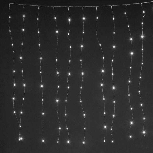Гирлянда штора Капельки Росы 95*95 см, 100 холодных белых мини LED ламп, серебряная проволока, IP20 Snowhouse (Сноухаус)