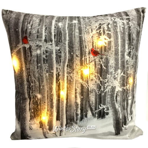 Декоративная подушка со светодиодами Зимнее Волшебство 45*45 см на батарейках Peha