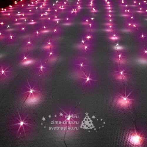 Светодиодный занавес Роса 1.6*1.6 м, 256 розовых MINILED ламп, серебряная проволока BEAUTY LED