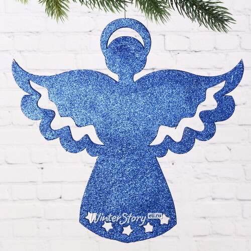 Игрушка для уличной елки Ангел Рождественский 25 см синий, дерево Winter Deco
